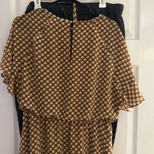 Lovely brown, cream, blush dress. Size M/8.  Only worn a few times